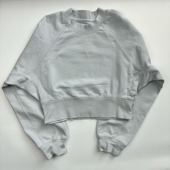 Calvin Klein Cropped Crewneck Sweatshirt Sz S – Gray Minimal Streetwear - Picture 1 of 7